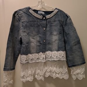 Woman's Denim Jacket with Lace